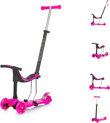 Produktbild von Chipolino Kinderroller 3 in 1 Multi Plus 3 Räder, Laufrad, Roller, LED-Lichter pink