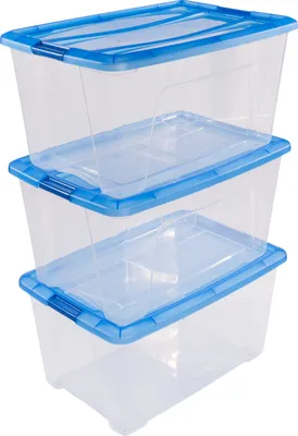 Produktbild von IRIS OHYAMA Clear Box NTB-45 3er Set, transparent-blau 6297