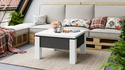Produktbild von Design Couchtisch Tisch Oslo höhenverstellbar 49 / 76cm aufklappbar 80 / 160cm Esstisch