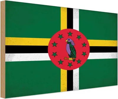 Produktbild von vianmo Holzschild 12x18 cm Dominica Vintage Flagge Fahne Wappen