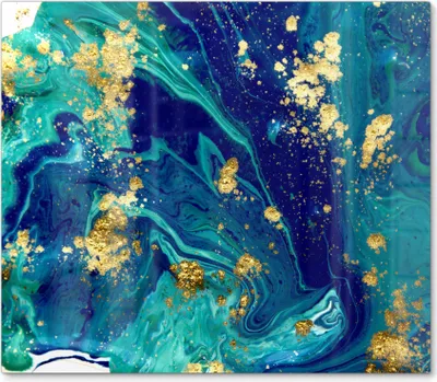 Produktbild von DEQORI Herdabdeckplatte Glas 1-tlg 'Marmor mit Goldakzent' Herd Abdeckung Küche