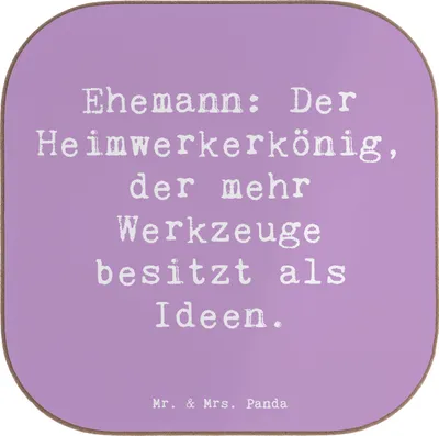 Produktbild von Mr. & Mrs. Panda Untersetzer für Gläser Spruch Ehemann Heimwerker - Lavendeltraum - Geschenk, Coaster, Design, gläseruntersetzer, Werkzeug, Jubiläen, Holzuntersetzer