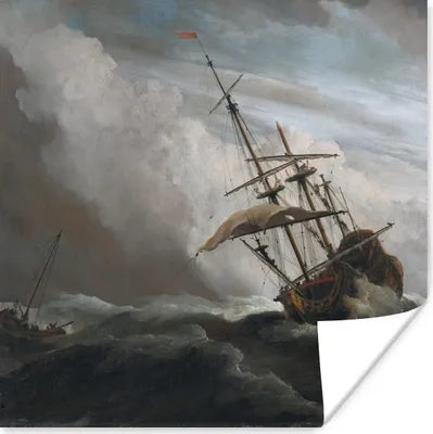 Produktbild von MuchoWow® Poster De Windstoot - Willem van de Velde - Alte Meister 75x75 cm - Wand Dekoration