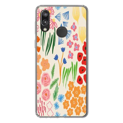 Produktbild von MuchoWow® Handyhülle Schutzhülle Hülle für Huawei P20 Lite (2020) Blumen - Muster - Feldblumen Silikon Softcase Handy Hülle - Kartenhalter