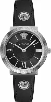 Produktbild von Versace VEVE01321 Glamour Lady silber schwarz Leder Armband Uhr Damen NEU