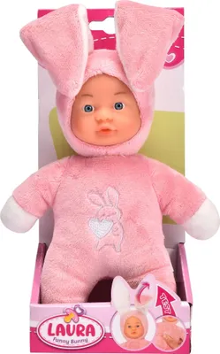 Produktbild von Simba Puppe Babypuppe Laura Funny Bunny im Hasenoutfit aufstellbare Ohren 105010514