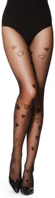 Image de Collants pour femmes Merry Style à motifs de cœurs, 20 deniers, GI1101 (Noir-1101, taille S).