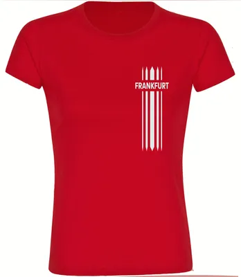 Produktbild von multifanshop Damen T-Shirt - Frankfurt - Streifen, rot, Größe M