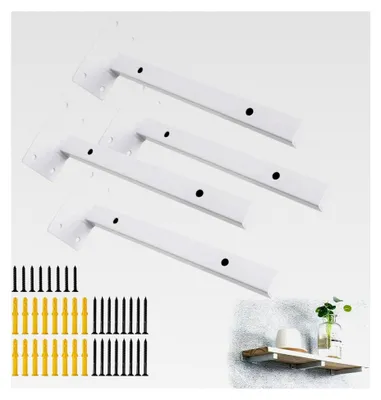Produktbild von 4 Stück Wandträger für Regale, schwimmende Regalhalterung, Schwerlastträger für Wandregale, Regalträger für Wandkonsolen in Weiß aus rostfreiem Stahl mit einer Tragkraft von 40 kg (30 cm)