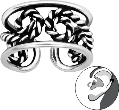 Produktbild von Ear Cuff 925 Sterling Silber oxidiert Ohrklemme mit Seil