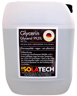 Obrázok produktu pre ISOLATECH Glycerín 10L, kanister, 99,5% farmaceutická kvalita (obsah 12 kg) – bez výlevky