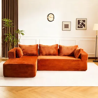 Produktbild von Ecksofa Cord Schlafsofa mit Chaiselongue, modernes L-Form Sofa klein 3-Sitzer Ecksofa, bequem & platzsparend, ideal für Wohnzimmer