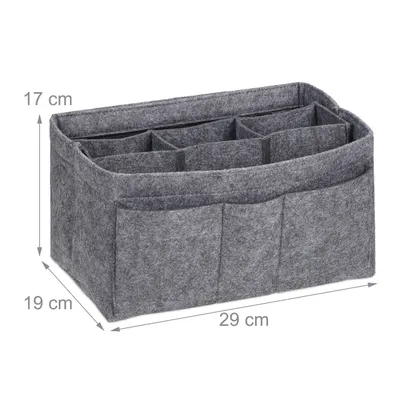 Image de Organiseur de sac à main Relaxdays, en feutre, avec compartiments amovibles, pour femme, taille M, gris foncé