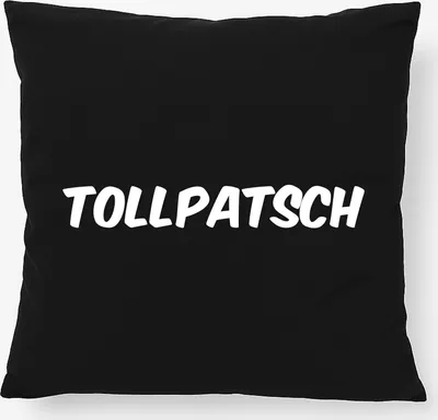 Produktbild von Huuraa Kissen Tollpatsch Schriftzug 40x40cm mit Füllung Black Baumwolle Dekokissen Geschenkidee