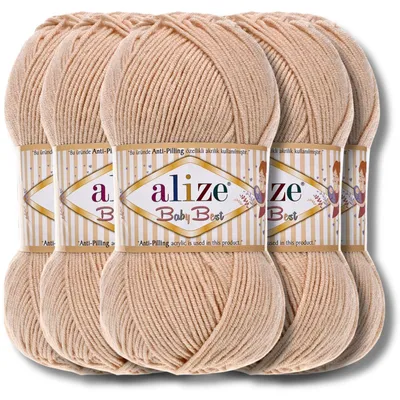 Produktbild von Alize 5x 100g Baby Best Wolle, Antipilling, Uni, Häkeln, Stricken (Polvo | 382)