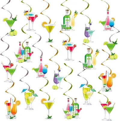 Obrázok produktu pre 20 ks Závesné víry Party dekorácie Margarita Martini Cocktail Birthday Party Streamer - Bachelor Party Wedding