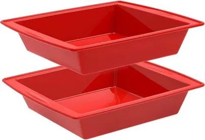 Produktbild von Famanu Browniebackform 20 cm, 2 Stück Silikonformen quadratisch - antihaftbeschichtet