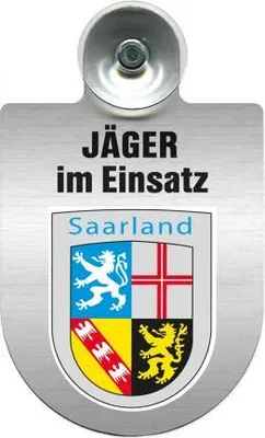 Produktbild von Einsatzschild mit Saugnapf - Jäger im Einsatz - 393821 incl. Regionenwappen Color - Region Saarland
