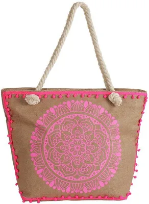 Immagine prodotto di Borsa da spiaggia con mandala - Borsa a tracolla da donna - Borsa da donna - Borsa shopper grande - Borsa da trasporto - Stampa - X cm - Borsa da spiaggia - 50 x 38 x 16 cm - Rosa, Marrone, Beige