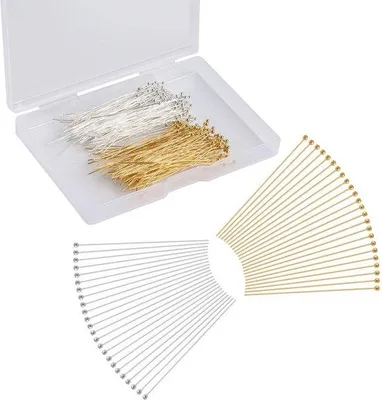 Image de 300 pièces de tiges en fer - Tiges droites - Tiges articulées - 5 cm - Fer - Pour boucles d'oreilles, bracelets, colliers