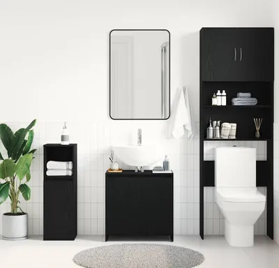 Produktbild von "2026 Aktion"Badschrank - CLORIS - Badezimmerschrank - schlichte Design - Schwarz Eichen-Optik 60x33x61 cm Holzwerkstoff - NeuMöbel2527500