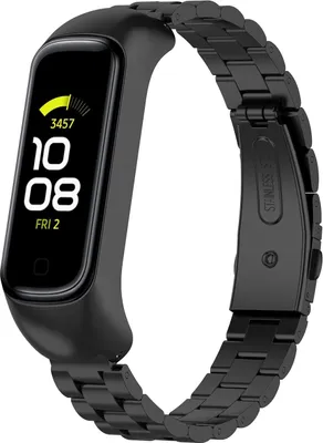 Produktbild von Strap-it Stahlarmband - Kompatibel mit Samsung Galaxy Fit 2 Armband Ersatzarmband Edelstahl - FaltschließeHochwertiges Material - für Samsung Galaxy Armband Schwarz