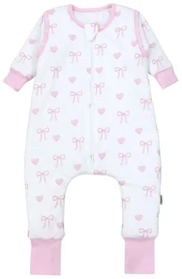 Produktbild von TupTam Baby Schlafsack mit Beinen und Ärmeln  e Materialien, Winterschlafsack 2,5 TOG Unisex, Farbe:  Bow and Hearts, Größe: 80-86