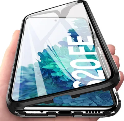 Image de Galaxy S20 FE Case, coque en verre trempé avec adsorption magnétique, cadre métallique, étui de protection complet pour Samsung Galaxy S20 FE Noir