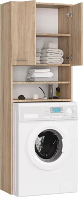 Produktbild von BDW Waschmaschinenschrank 180x64x30 cm, Badezimmer Hochschrank, Eiche Sonoma