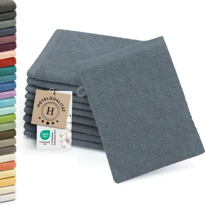 Produktbild von 10er Set Waschlappen aus Baumwolle, 16x21 cm, grau