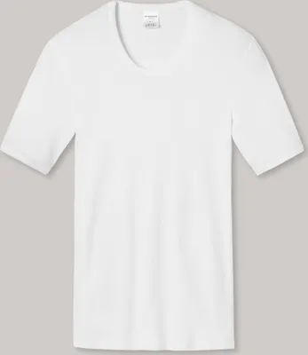Image de Schiesser Essentials Coton Feinripp 1/2 manches maillot de corps col rond blanc uni 205145/100, taille : M