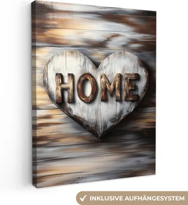 Obrázek produktu pro OneMillionCanvasses® - Plátno - Home - Srdce - Vzhled dřeva - Láska, nástěnná malba, nástěnné dekorace obrazy obývací pokoj, 30x40cm