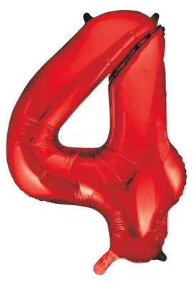 Produktbild von Folienballon Zahl 4 rot