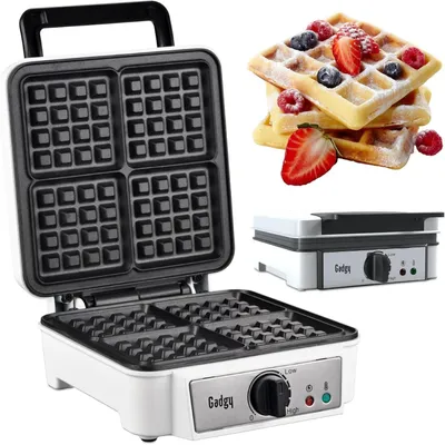 Obrázek produktu pro Vaflovač belgické vafle - 1400 W - 4 vafle 8,5 x 7 cm - Bílá