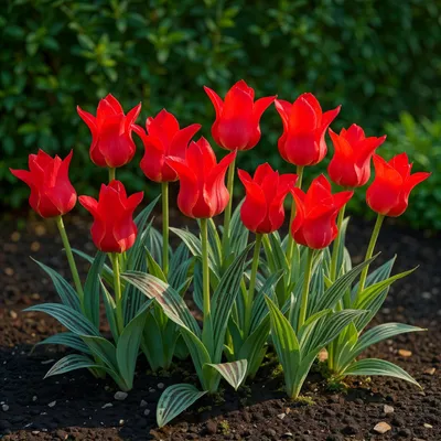 Imagen del producto de Exotenherz: Bulbos de tulipanes, variedad Tulipa Greigii, color rojo (15 unidades). Diámetro: 11-12 cm