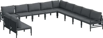 Immagine prodotto di Set divano da giardino vidaXL con cuscini, 11 pezzi, acciaio nero
