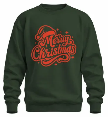 Produktbild von Merry Christmas Weihnachten Santa Hat Sterne Weihnachtsmann Sweatshirt Pullover, Flaschengrün, S