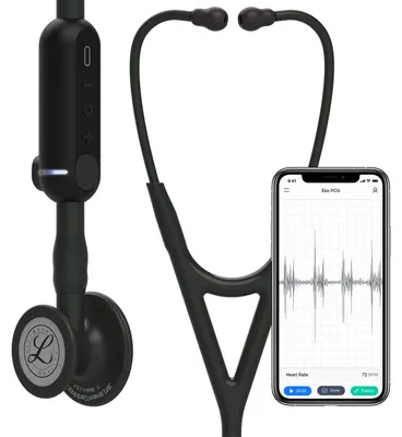 Zdjęcie produktu dla Stetoskop 3M Littmann CORE Digital czarna głowica, przewód, trzonek i lira 8490