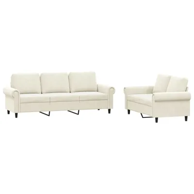Produktbild von 2-tlg. Sofagarnitur mit Kissen Creme Samt