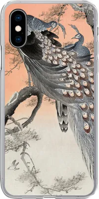 Produktbild von MuchoWow® Handyhülle Schutzhülle Hülle für Telefoonhoesje iPhone X Pfauenfedern - Pfau - Vintage Silikon Softcase Handy Hülle - Handyhülle