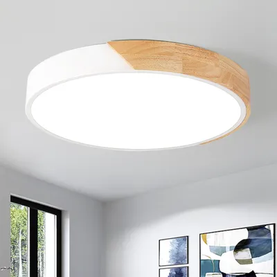 Produktbild von Natsen 48W Deckenleuchte LED Deckenlampe, dimmbar mit Fernbedienung, modern für Wohnzimmer Schlafzimmer Kinderzimmer Küche Büro, Holz (50*50*4cm)