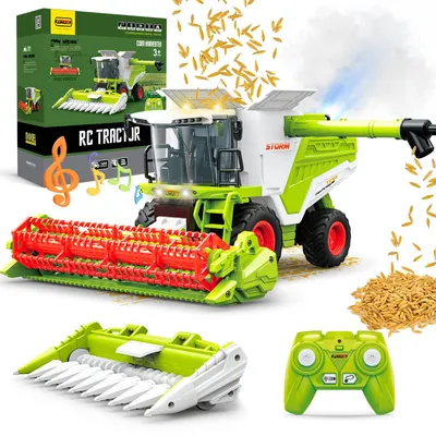 Image de Tracteur RC, tracteur de ferme, moissonneuse-batteuse Truck, jouet de ferme, télécommandé, tracteur radio 6 canaux, 1:24, Fréquence : 2,4 GHz, son, lumière