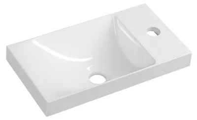 Image de AGOS lavabo en fonte de marbre sans trop-plein 40x22 cm, blanc, gauche/droite