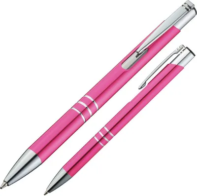 Produktbild von 10 Kugelschreiber aus Metall / Farbe: pink