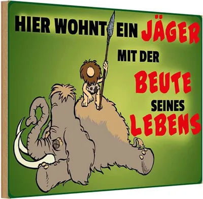 Produktbild von vianmo Holzschild 12x18 cm Jäger wohnt mit der Beute seines Lebens Spruch Zitat