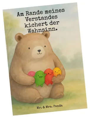 Produktbild von Mr. & Mrs. Panda Postkarte Bär Gefühl Design - Weiß - Geschenk, Postkarten, Ansichtskarten, Teddy, Durchgedreht, Ansichtskarte, Grußkarte, Verrückt, Wahnsinn, bildkarte