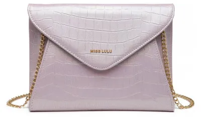 Produktbild von Rosa Krokodil-Clutch mit goldener Kette von Amato