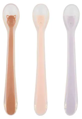 Image de Cuillères en silicone pour bébé Trixie, lot de 3, Mrs. Cat, manche long