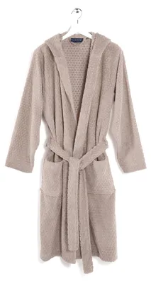 Bademantel mit Kapuze, 100% Baumwolle, Natur, XXL