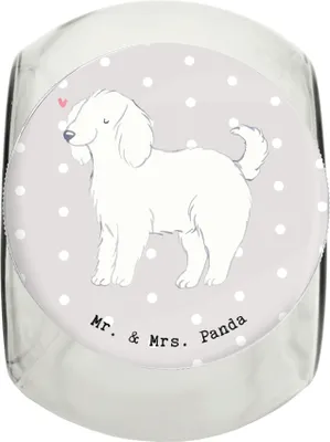 Produktbild von Mr. & Mrs. Panda Dose Bologneser Lebensretter L 870ml - Grau Pastell - Geschenk, Vorratsglas, Keksdose, glasbehälter, Tierfutterbehälter, schraubglas